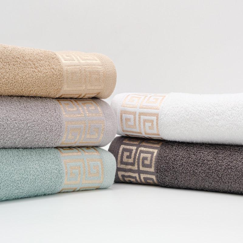 Personalised Jacquard Crest Border Soft Touch Bath Sheet - Leafy Initial