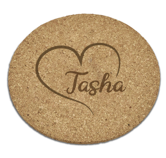 Personalised Bamboo Coaster Set - Name + Heart