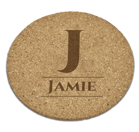 Personalised Bamboo Coaster Set - Name + Initial