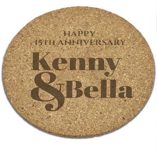 Personalised Bamboo Coaster Set - name + Anniversary