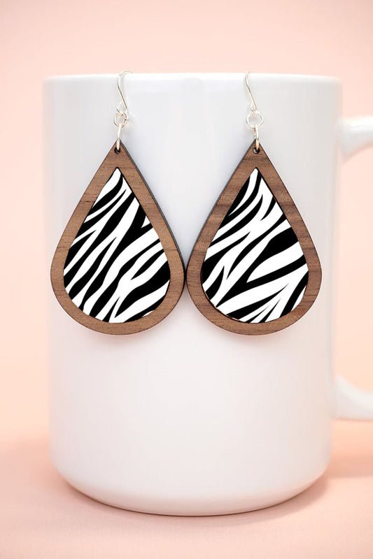 Teardrop Earrings - Zebra Print