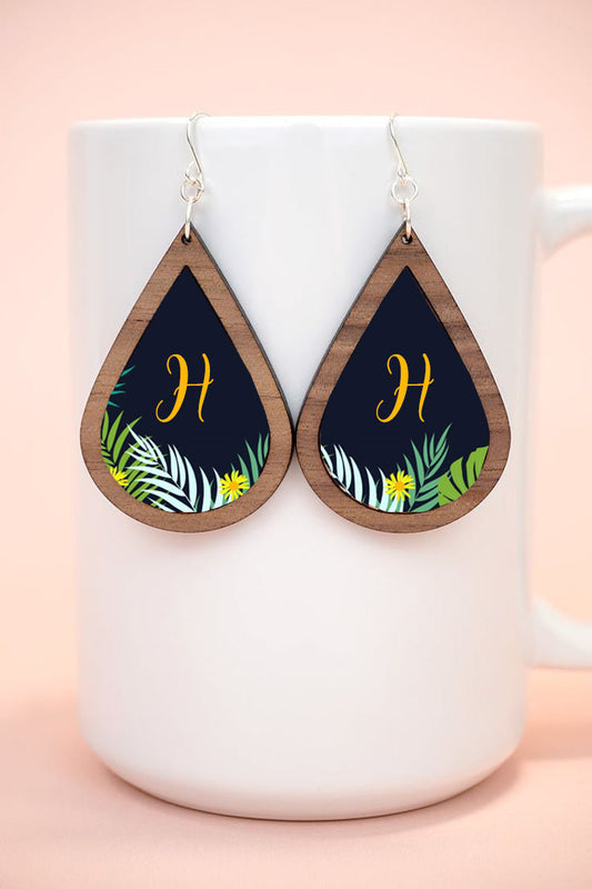 Teardrop Earrings - Yellow Initial