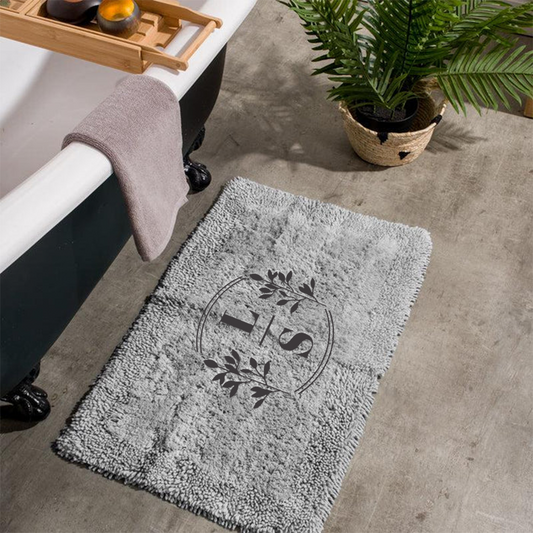 Bathroom Soft Luxury Cotton Rug - Flower Initials