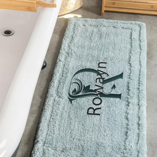 Soft Cotton Rug - Artistic Initial + Name