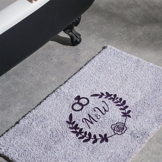 Cotton BareBay Anti-Slip Bath Mat - Rings + Initial