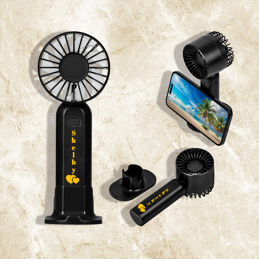 Airflex Rechargeable Handheld Mini USB Fan - Name + Heart