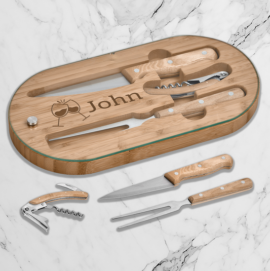 Prep & Pour Bamboo Food & Wine set - Art + Name