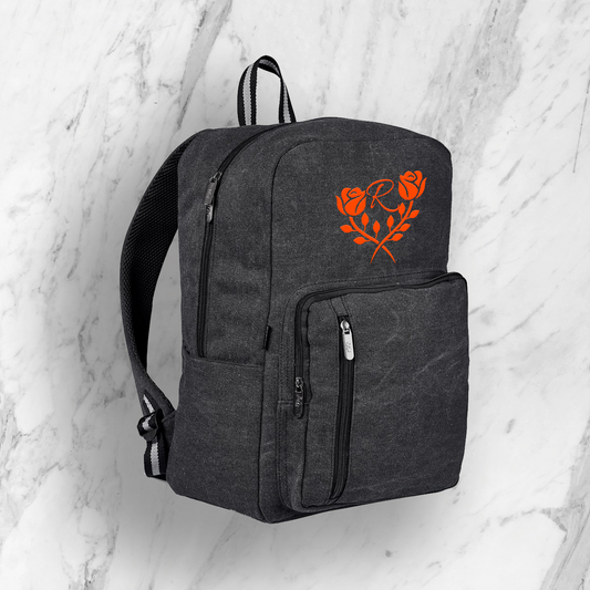 CanvasPort Laptop Backpack - Flowers + Initial