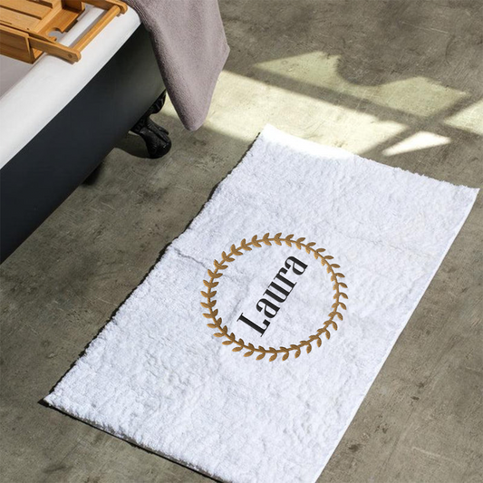 Cotton Bay Super Soft Anti-Slip Bath Mat - Initial + Round leaf