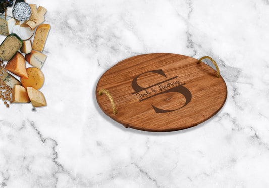 Homestead Large Round Food Platter - Names + Initial