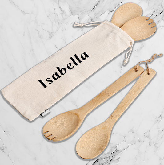 Ecopair Bamboo Salad Servers - Name