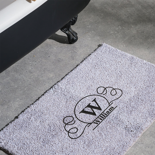 Cotton BareBay Anti-Slip Bath Mat - Initial + Name