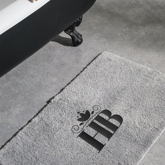 Cotton BareBay Anti-Slip Bath Mat - Crowned Initials