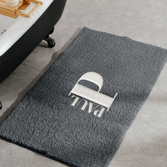 Cotton BareBay Anti-Slip Bath Mat - Initial + Name