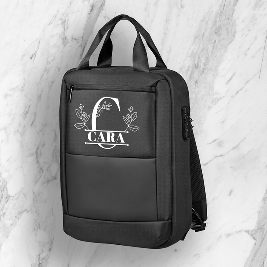 Elite Luxe Laptop Backpack - Floral Name