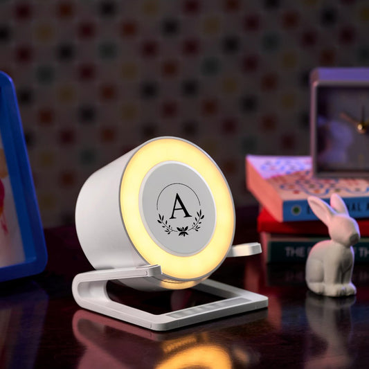 SmartStation Bluetooth Speaker, Wireless Charger, Phone Stand & Night Light - Flower + Initial