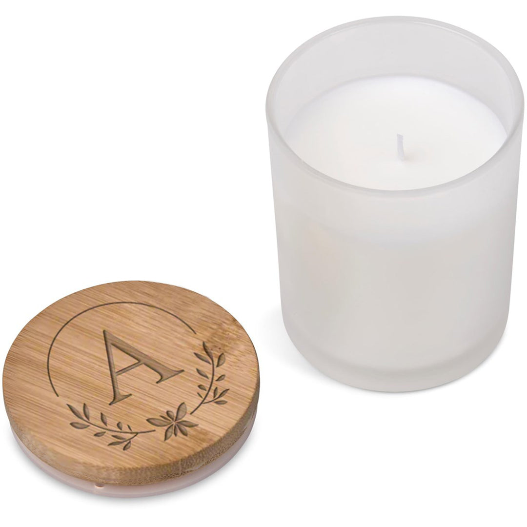 Personalised Graceful Flow Scented Candle Initial & Leaf