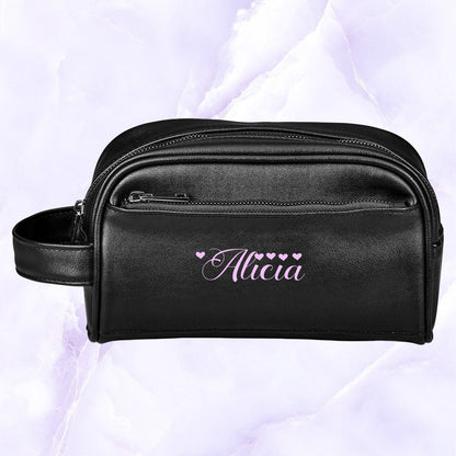 Claska Luxe Toiletry Bag - Hearts + Name