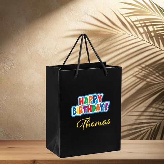 Glow Mini Paper Gift Bag - Happy Birthday + Name