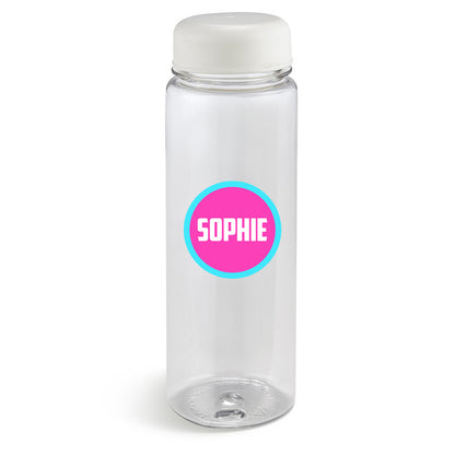 Personalised H2O Glow Plastic Water Bottle - Pink Name
