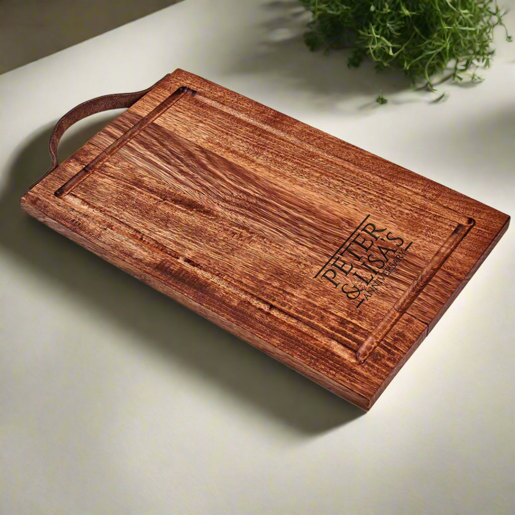 Personalized Name Anniversary - Luxury Wood Steak Serving Board