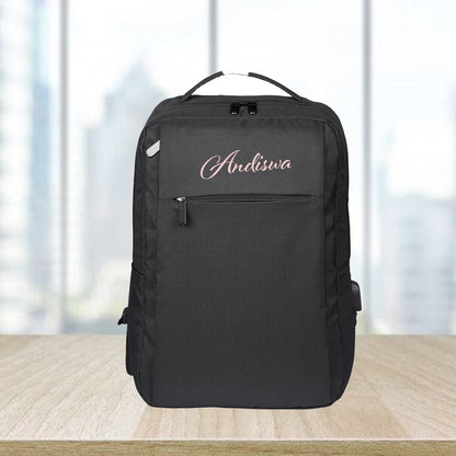 Reverta Recycled Laptop Backpack - Pink Name