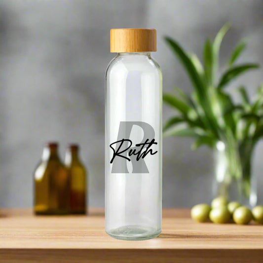 Personalized Bello Glass Water Bottle Initial & Name