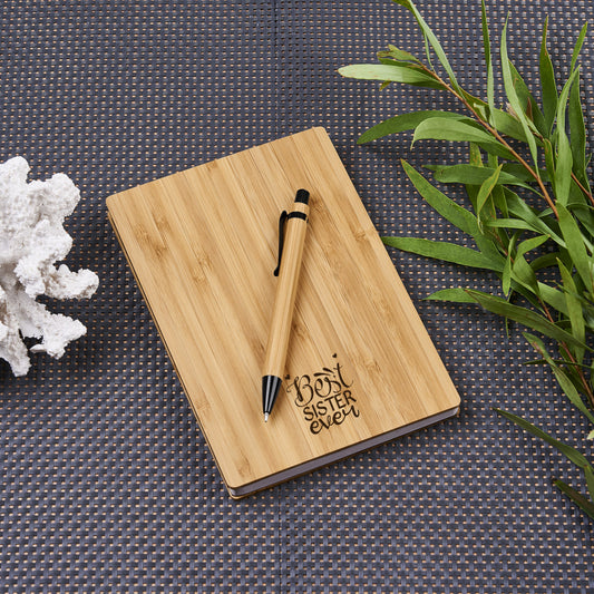 Executive Bamboo Notebook & Pen Set - Best Sister