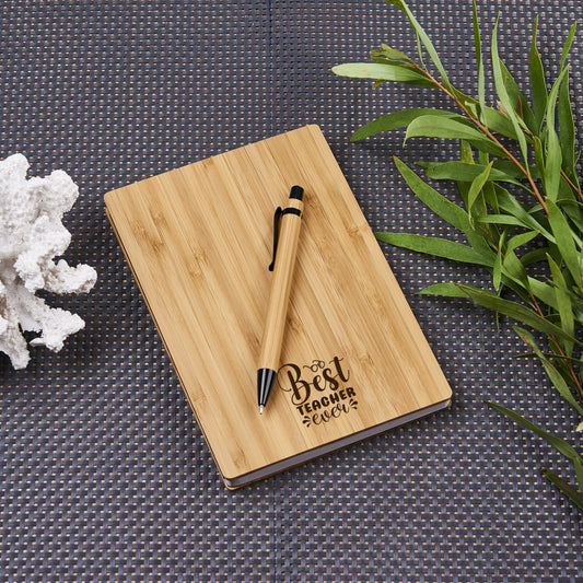 Executive Bamboo Notebook & Pen Set - Best Teacher 2