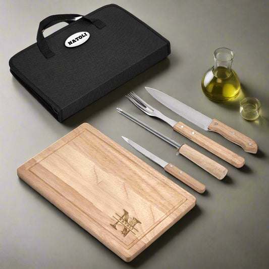 Personalized Oakwood 5-Piece Braai & Carving Set Letter & Name
