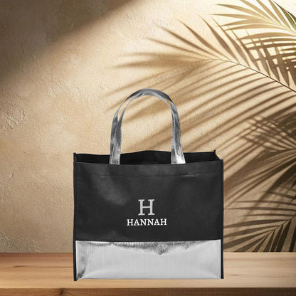 Non-Woven Shopper Bag - Grey Initial + Name