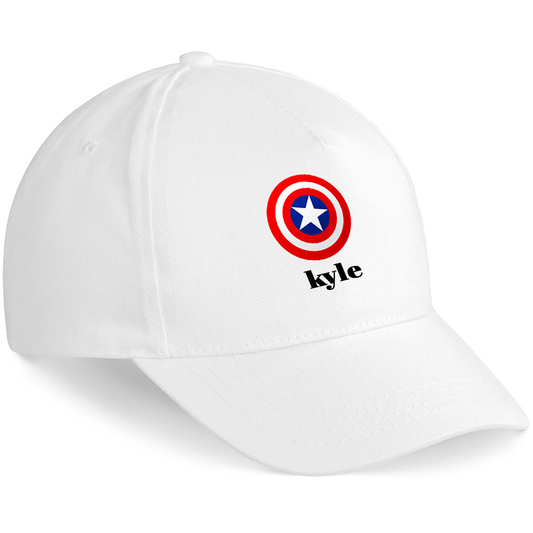 Kids Captain America - Personalized Name Cap