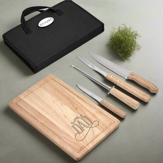 Personalized Name 5-Piece Braai and Carving Set