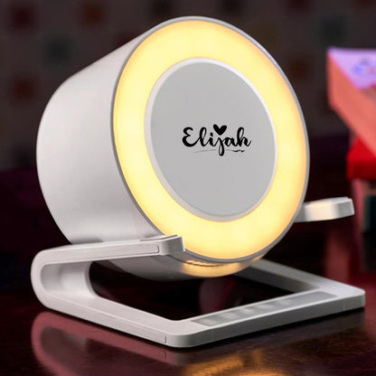 SmartStation Bluetooth Speaker, Wireless Charger, Phone Stand & Night Light - Heart + Name