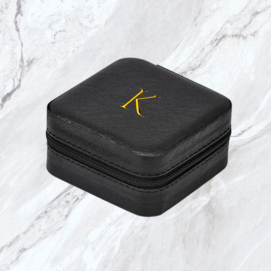 Elegance Travel Jewellery Box - Gold Initial