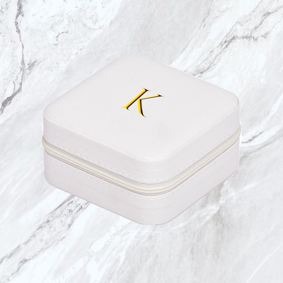 Elegance Travel Jewellery Box - Gold Initial