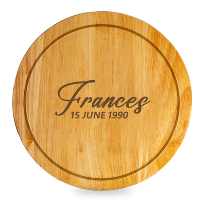 Personalised Ava Cheese Board Set Message - Name + Date