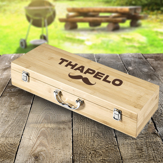 Personalised Bamboo Flame Braai Set