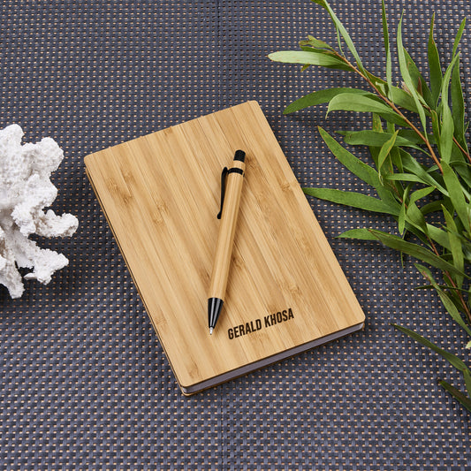 Executive Bamboo Notebook & Pen Set - Names