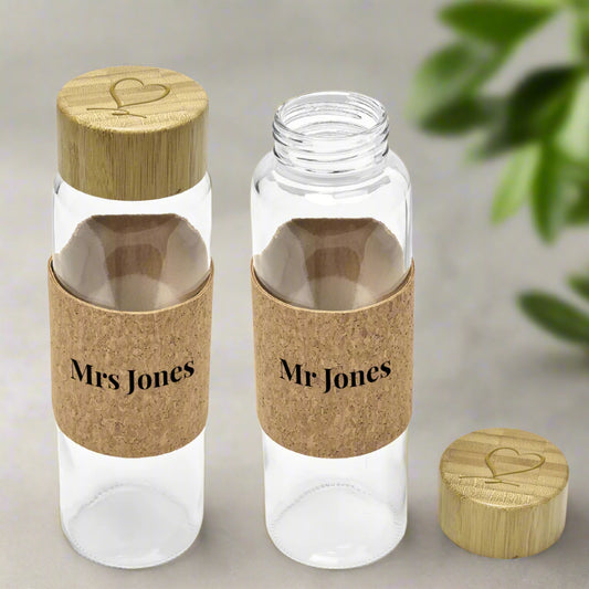 EcoBamboo Glass water Bottle - Mr & Mrs