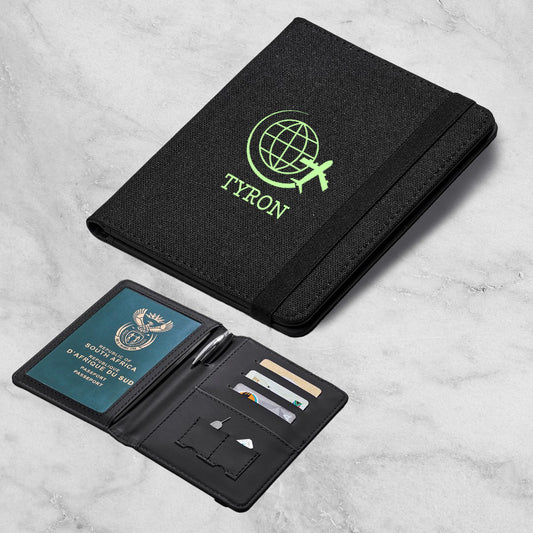 Personalised Passport Travel Wallet - Globe + Name