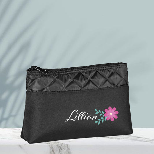 Glow & Go Cosmetic Bag - Flower + Name