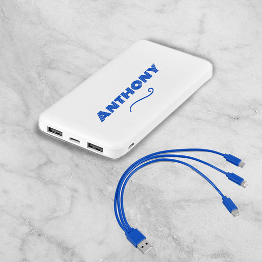 PowerSlim 10 Compact Power Bank – Wave + Name (10,000mAh)