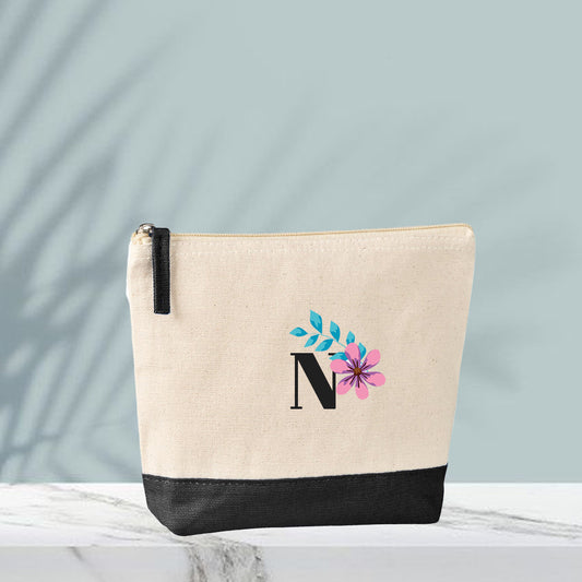Cotton Ease Cosmetic Bag - Flower + Name