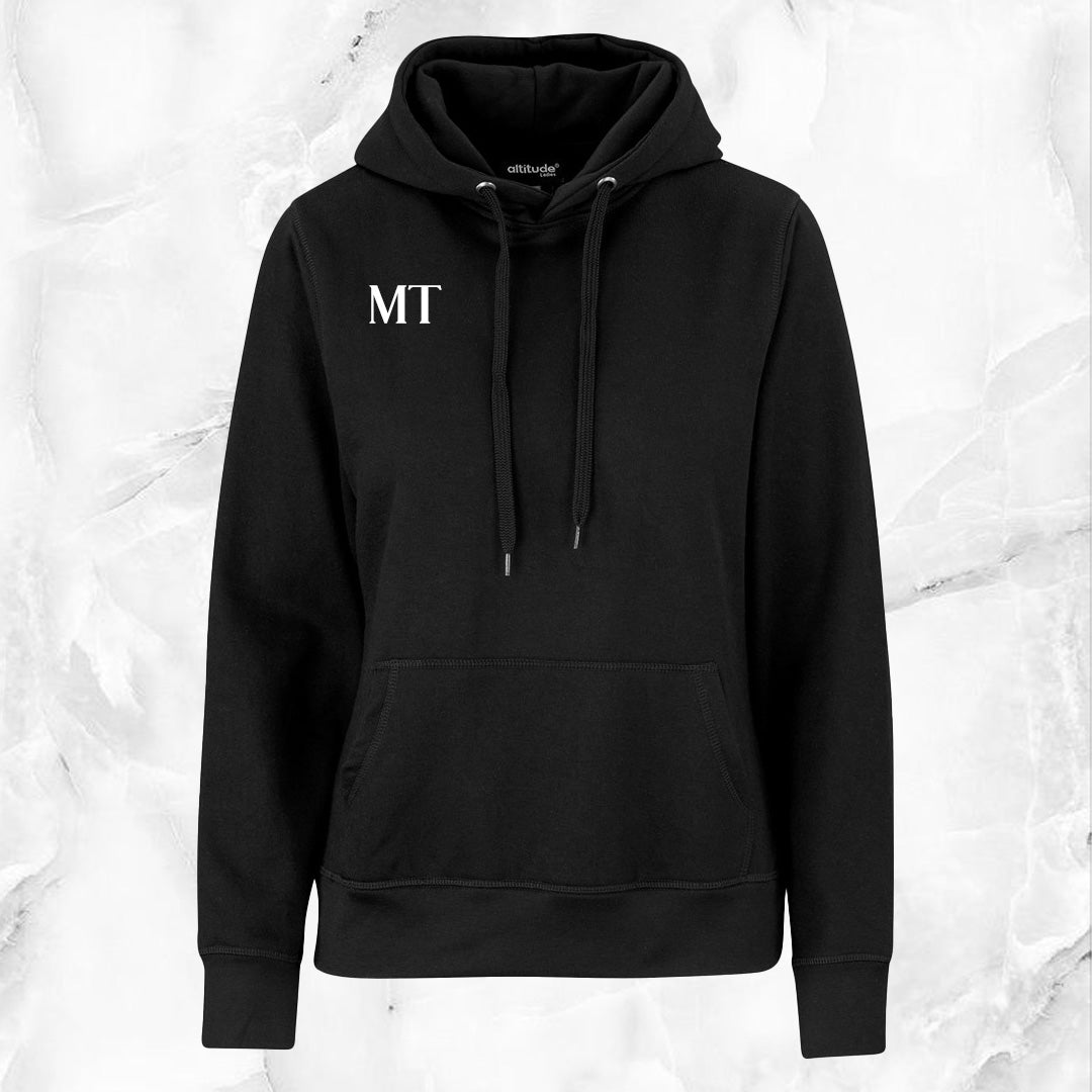 Ladies Essential Hooded Sweater - White Initials