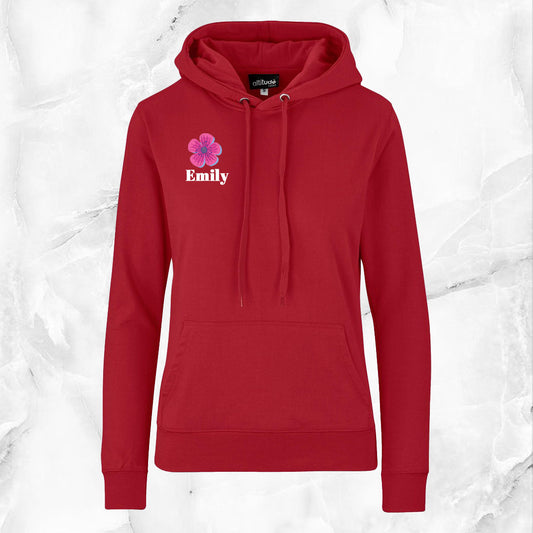 Ladies Essential Hooded Sweater - Flower + Name