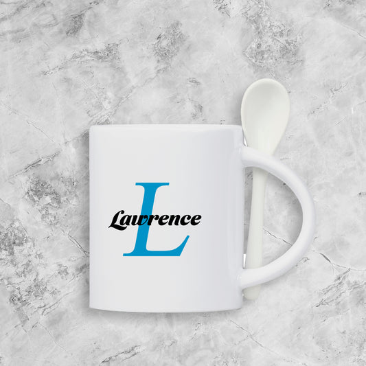 Custom Blend Ceramic Coffee Mug & Spoon Set - Name