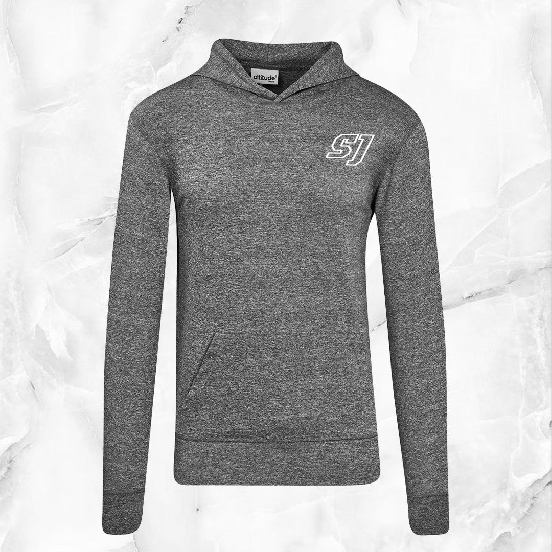 Mens Fitness Lightweight Hooded Sweater - White Initials