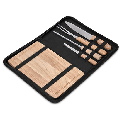 Personalised Oakwood 5-Piece Braai & Carving Set - Love Art