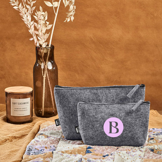 PETal Pouch Mini Cosmetic Bag - Lilac Initial